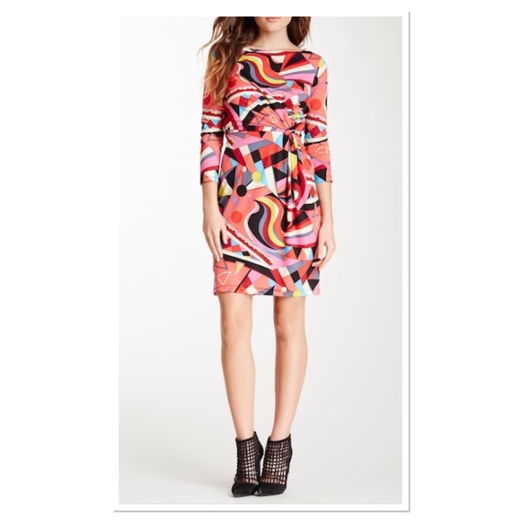 Tracy Negoshian Dresses & Skirts - 🚨CLOSET CLOSING🚨 Retro Multicolored Geometric Dress w/Side Knot
